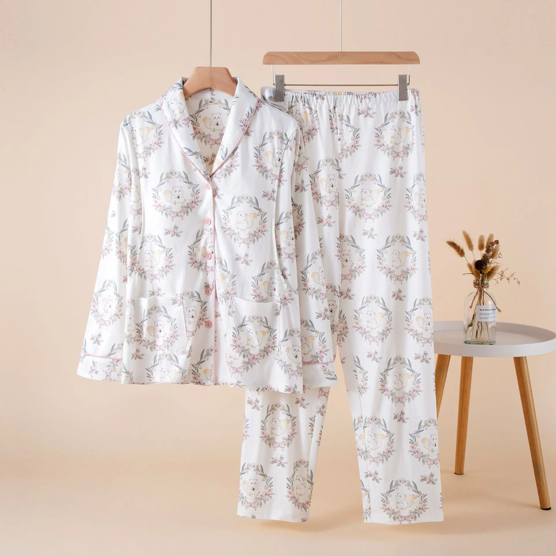 Pure Cotton Maternity Pyjamas 2025 Autumn Long Sleeve Feeding Nightie For Pregnant Women New Breastfeeding Nightwear