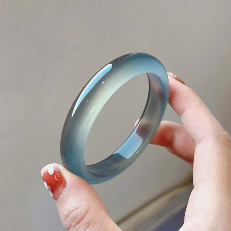 Elegant Temperament Light Luxury New Chinese Ice Through Curry Blue Agate Bracelet