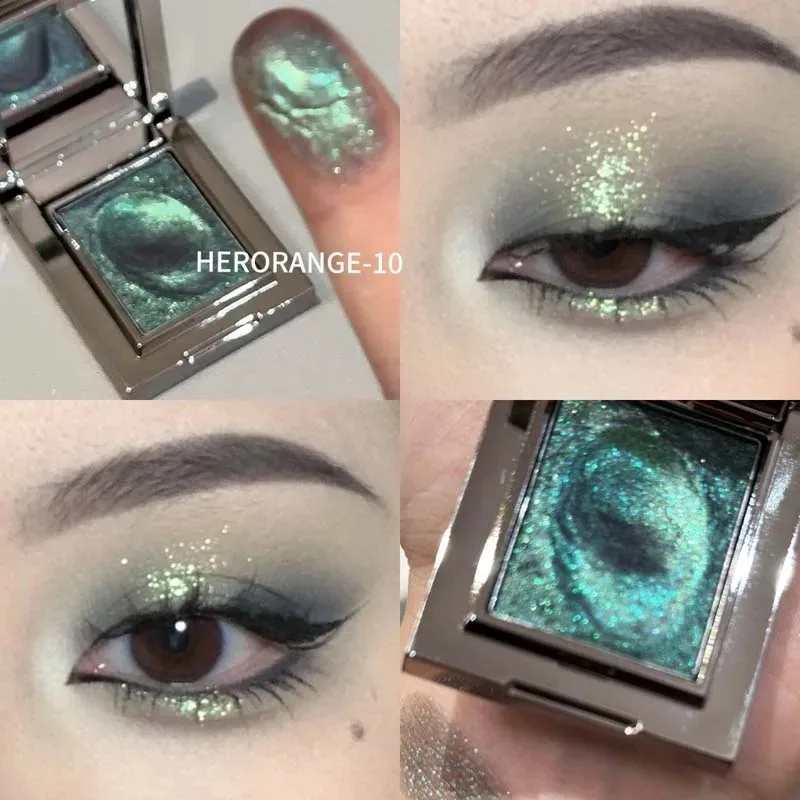 Metallic Chameleon Eyeshadow Palette Smoked Blue Purple Bronze Green Shimmer Glitter Highlighter Makeup Kit for Party Night Out