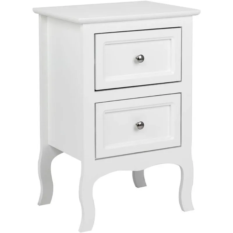 

Белая тумбочка с 2 ящиками, небольшая прикроватная тумбочка для спальни, общежития, детской комнаты, гостиной, французского стиля, 16 Вт x 12D x 24 часа