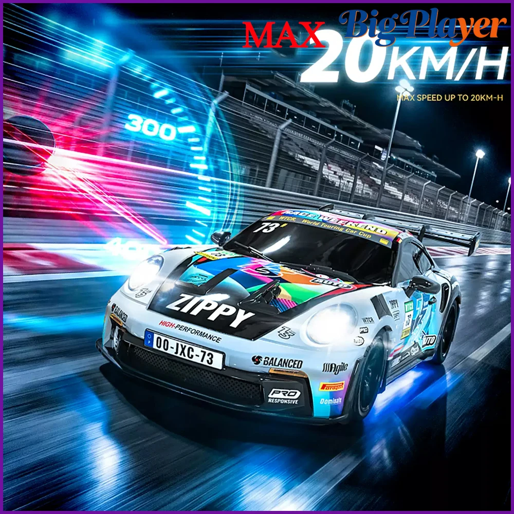 Mini 1:43 PO4302 GT3RS JXC 4WD High Speed RC Drift Racing Car 20KM/H Full Proportional Throttle Complete LED Lighting Hobby Toy