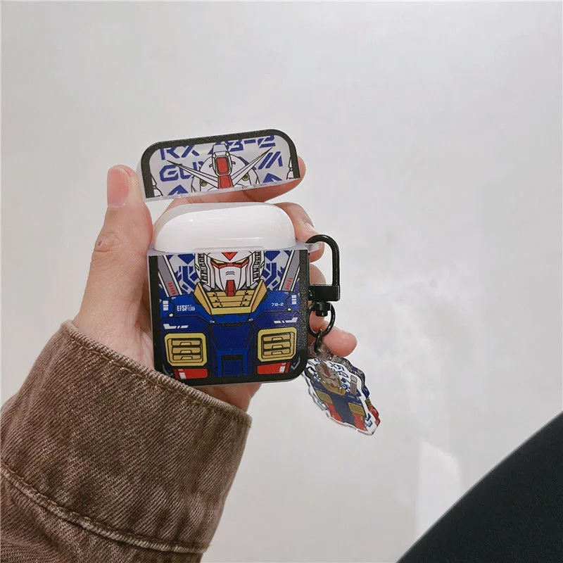 Anime mobile gundams With pendant Case for Apple AirPods 1 2 3 Pro Cases Cover For IPhone Bluetooth Earphone Case