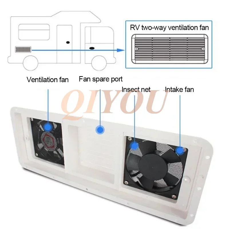 New Camper 12V Ventilation Vent Fan For RV Trailer Caravan Side Air Outlet Exhaust Fan White