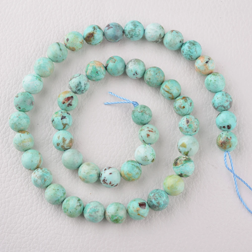 

Natural Stone 8MM Smooth Round Blue Turquoise Loose Beads 15.5" Strands For Necklace Bracelet Jewelry Making DIY