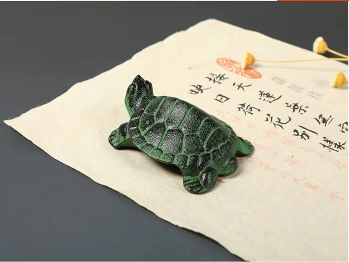 1pc Chinese Calligraphy Cast Iron Turtle Paperweight Brush Holder Calligraphy Painting Tool
