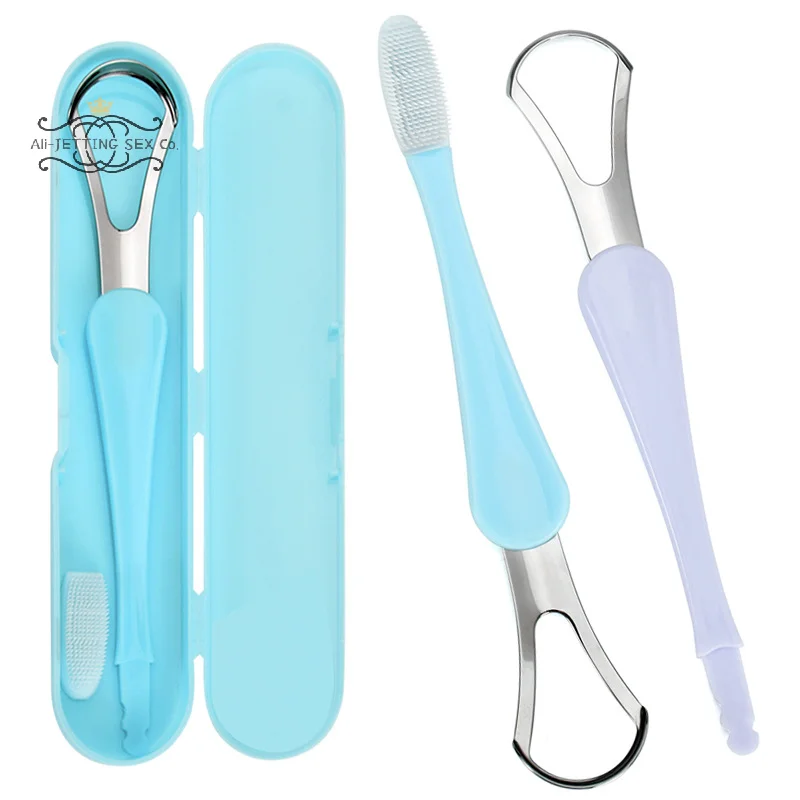 

Double-ended Stainless Steel Tongue Scraper Cleaner For Oral Hygiene Tongue Scraper Brush Remove Halitosis Tongue Coating