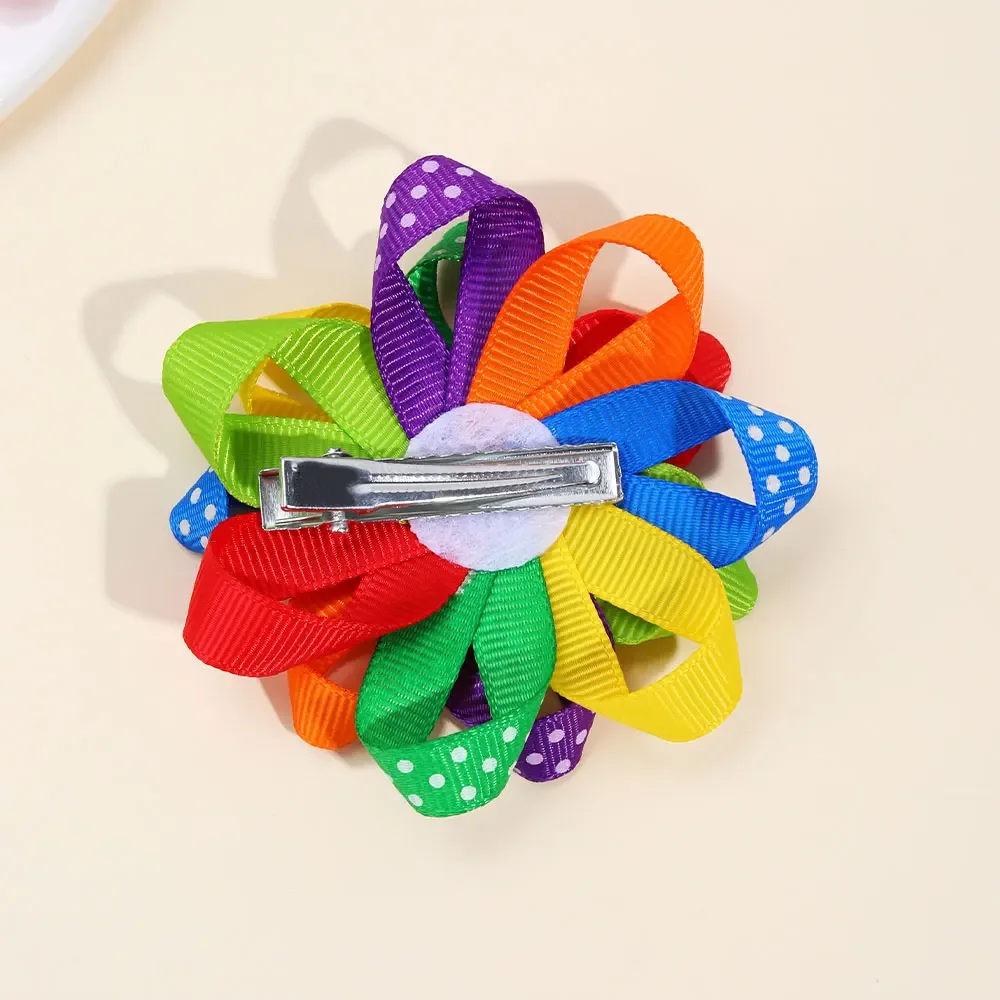 2Pcs Rainbow Flower Hair Clip Halloween Ghost Party Hairpin Cut Bee Back To School Barrettes Princess Floral Kids Headwear