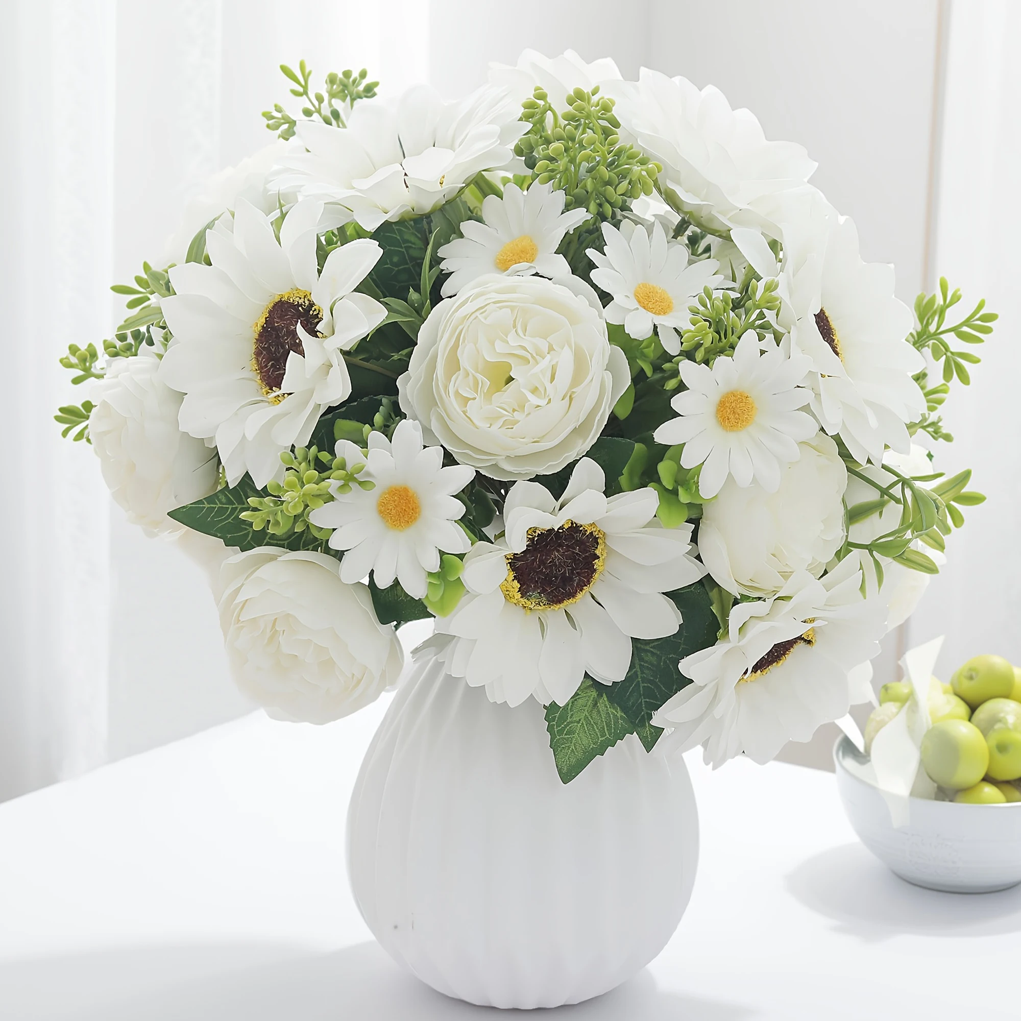 الفاوانيا الزهور الاصطناعية عباد الشمس باقة الزفاف الحرير الزفاف هدية المنزل في الهواء الطلق الخريف الخريف الديكور الربيع الزهور خلفية #2