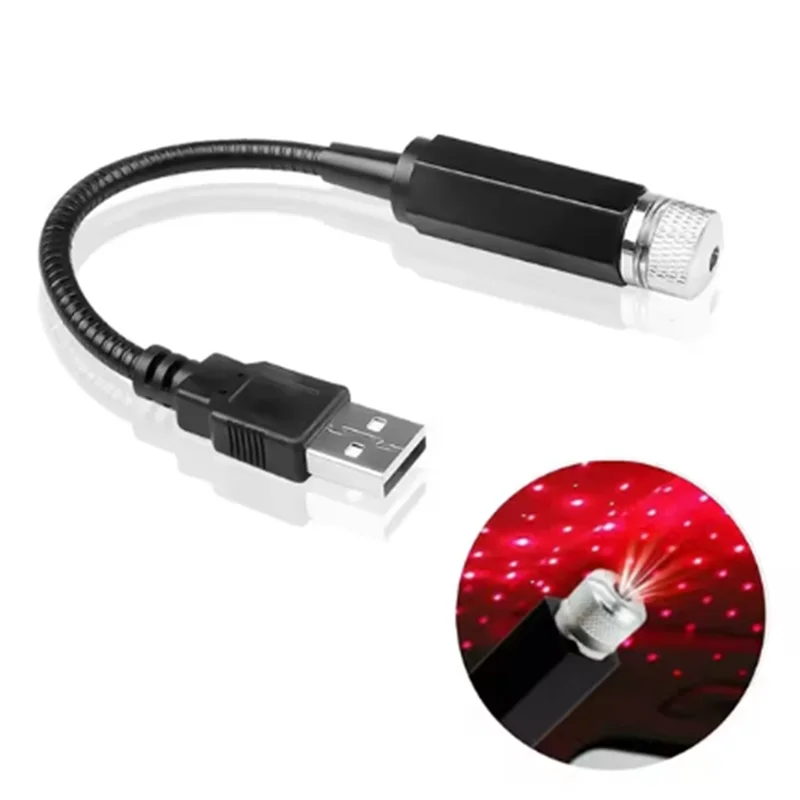 ABZV-Mini LED Proiettore per luce notturna a stella sul tetto dell'auto USB Atmosfera decorativa Lampada galassia per decorazione del soffitto della stanza sul tetto dell'auto Rosso