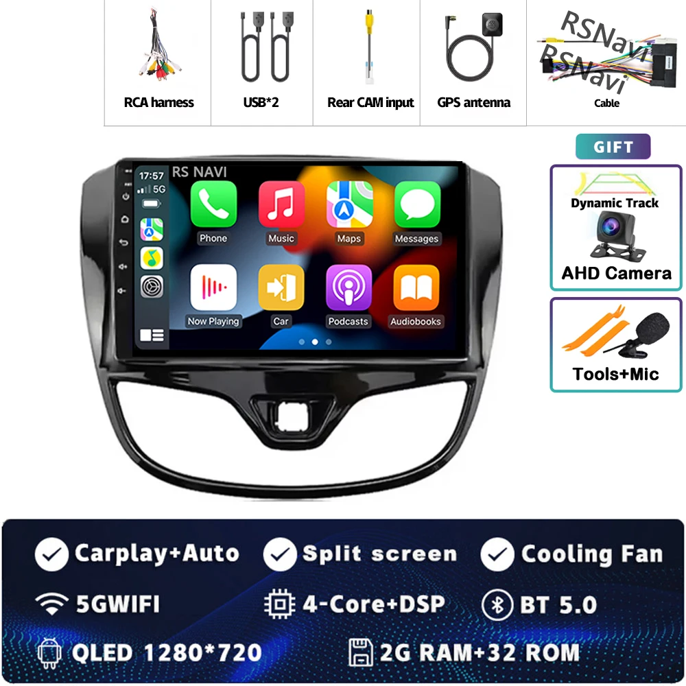 Android 15 Carplay Auto Qualcomm 2K QLED Scherm Autoradio Speler Voor Opel Karl Vinfast Fadil 2017-2020 GPS multimedia Wifi DSP