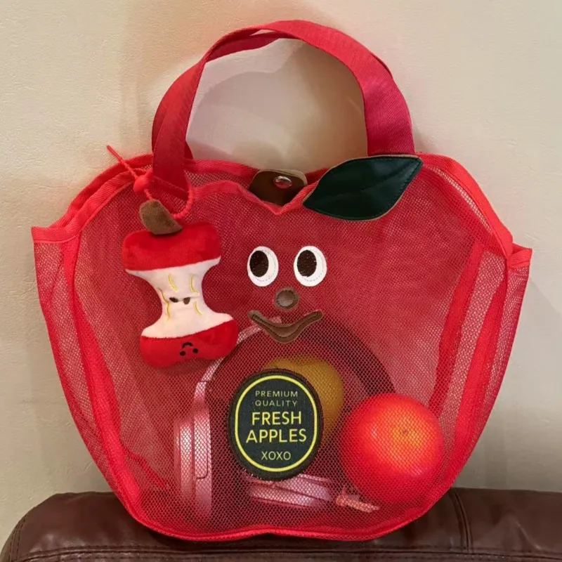 

Apple Mesh Handbag Y2K Cute Beach Bag Portable Toilet Bag Multi Functional Storage Bag Apple Bathroom Fitness Swimming Bag New