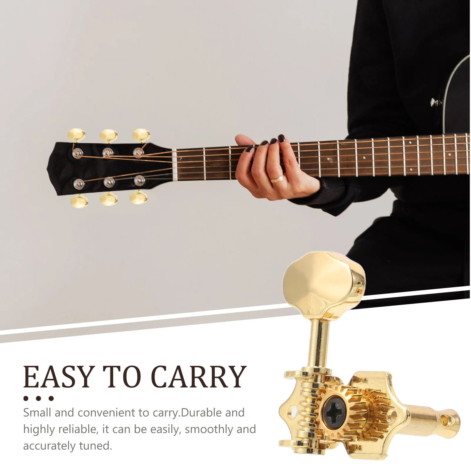 

2pcs Acoustic Guitar Tuning Pegs Open Design Folk Guitar Tuning Keys Left Right Universal Fit Durable Handle For String