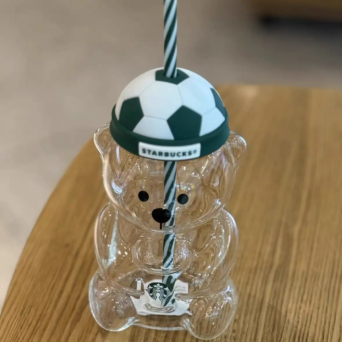 Cute Bear Shaped Glass Straw Cup Creative Transparent Water Bottle Portable Drinking Mug Gift For Adults - view 6