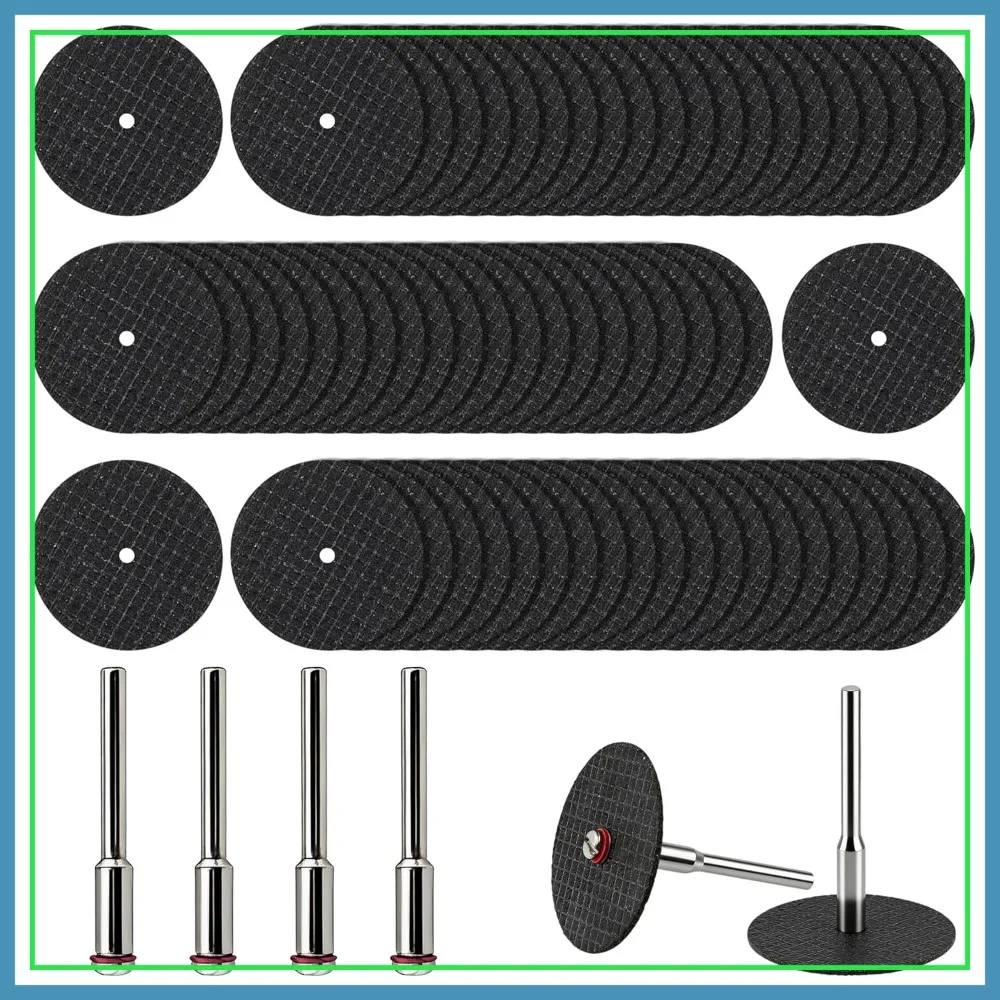 

60Pcs 1-1/4 inch Rotary Tool Cut Off Wheels + 4 Mandrels - Reinforced Fiberglass for Metal, Wood, Plastic Cutting