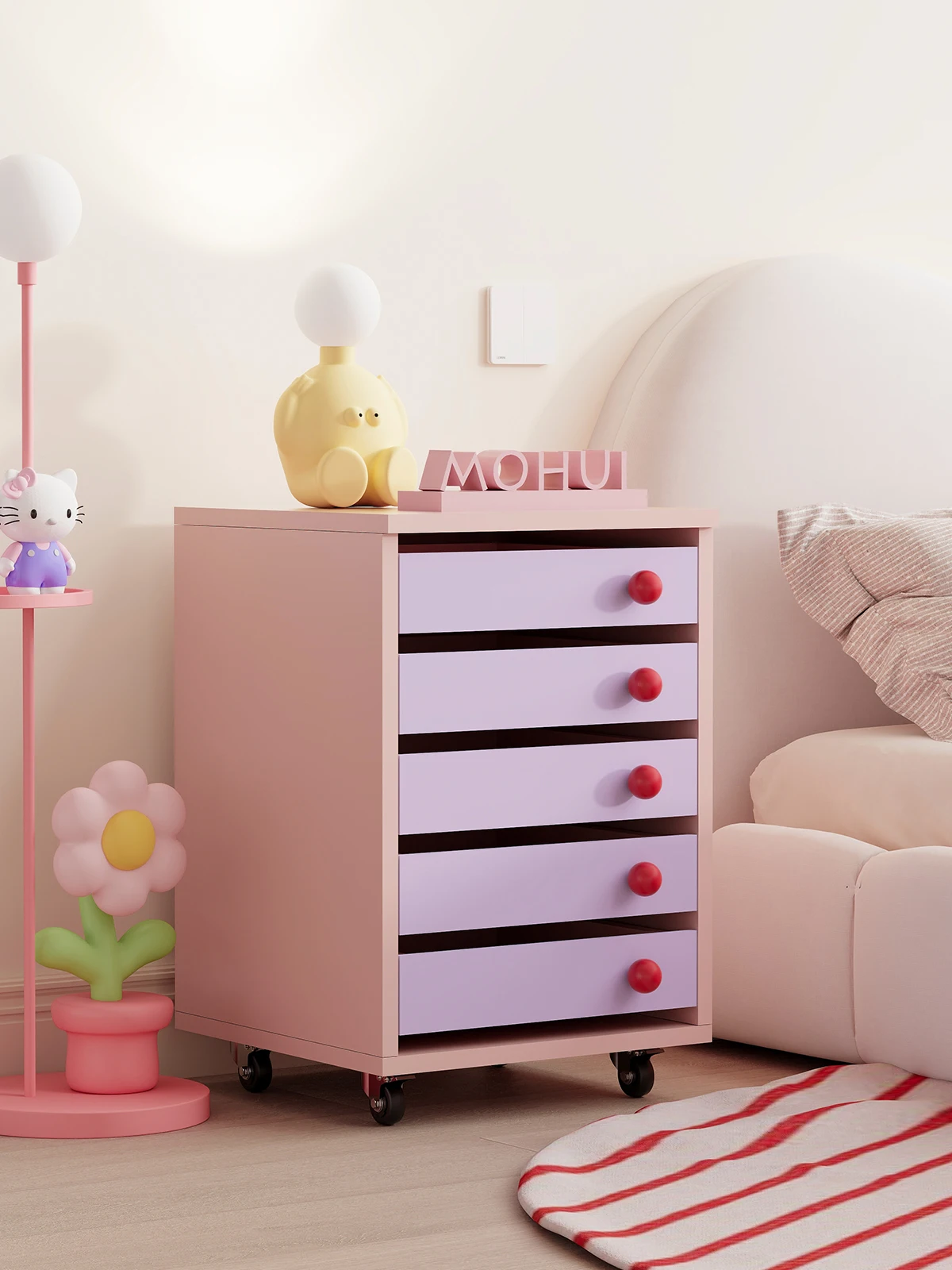 

Dopamine, removable chest, bedroom, solid wood, with wheels, color, file cabinet, household, bedside table