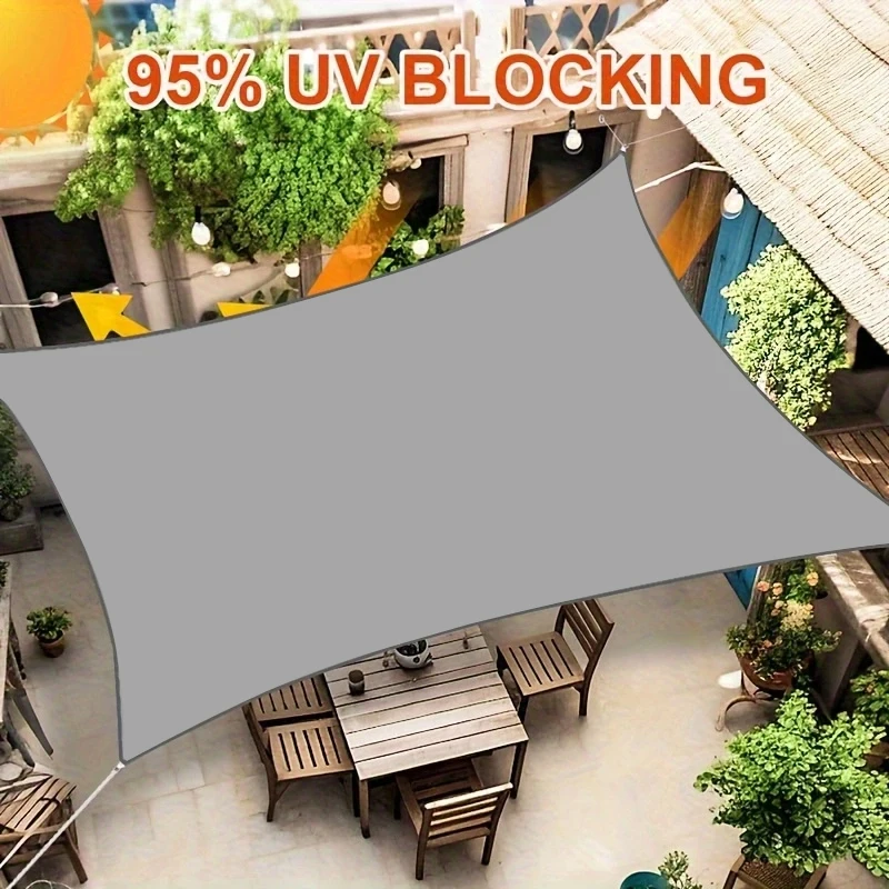 Rectangular curved waterproof sunshade sail, rainproof sunshade cloth, gray courtyard awning