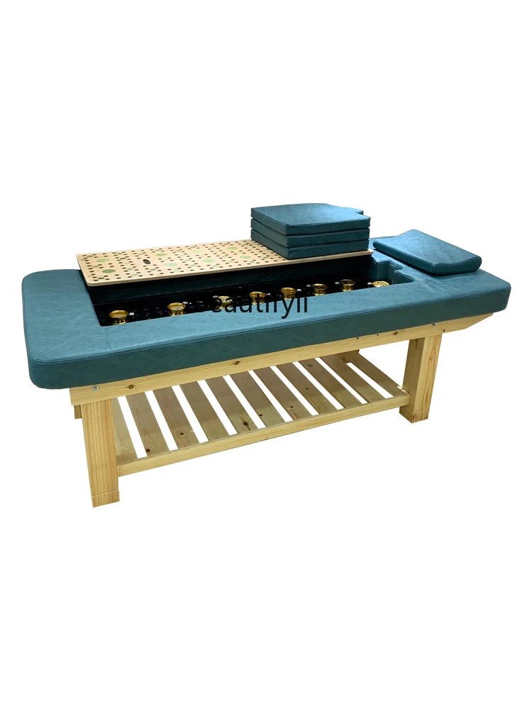 Smoke-Free Moxibustion Bed Solid Wood Facial Bed Beauty Salon Automatic Household Steaming Bed Multifunctional