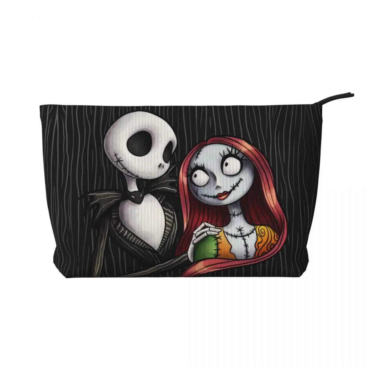 Custom Nightmare Before Christmas Travel Toiletry Bag Women Corduroy Halloween Jack Sally Makeup Cosmetic Bag Storage Dopp Kit