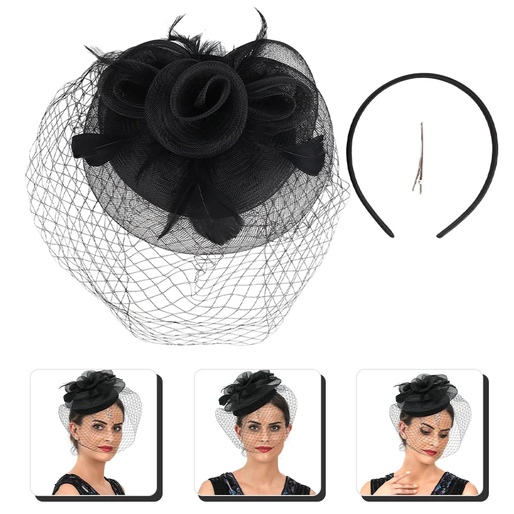 

Bride Hair Clip Bridal Accessories Fascinator Headband Women Headdress Wedding Banquet Hat Tea Party Bride Headpieces Elastic