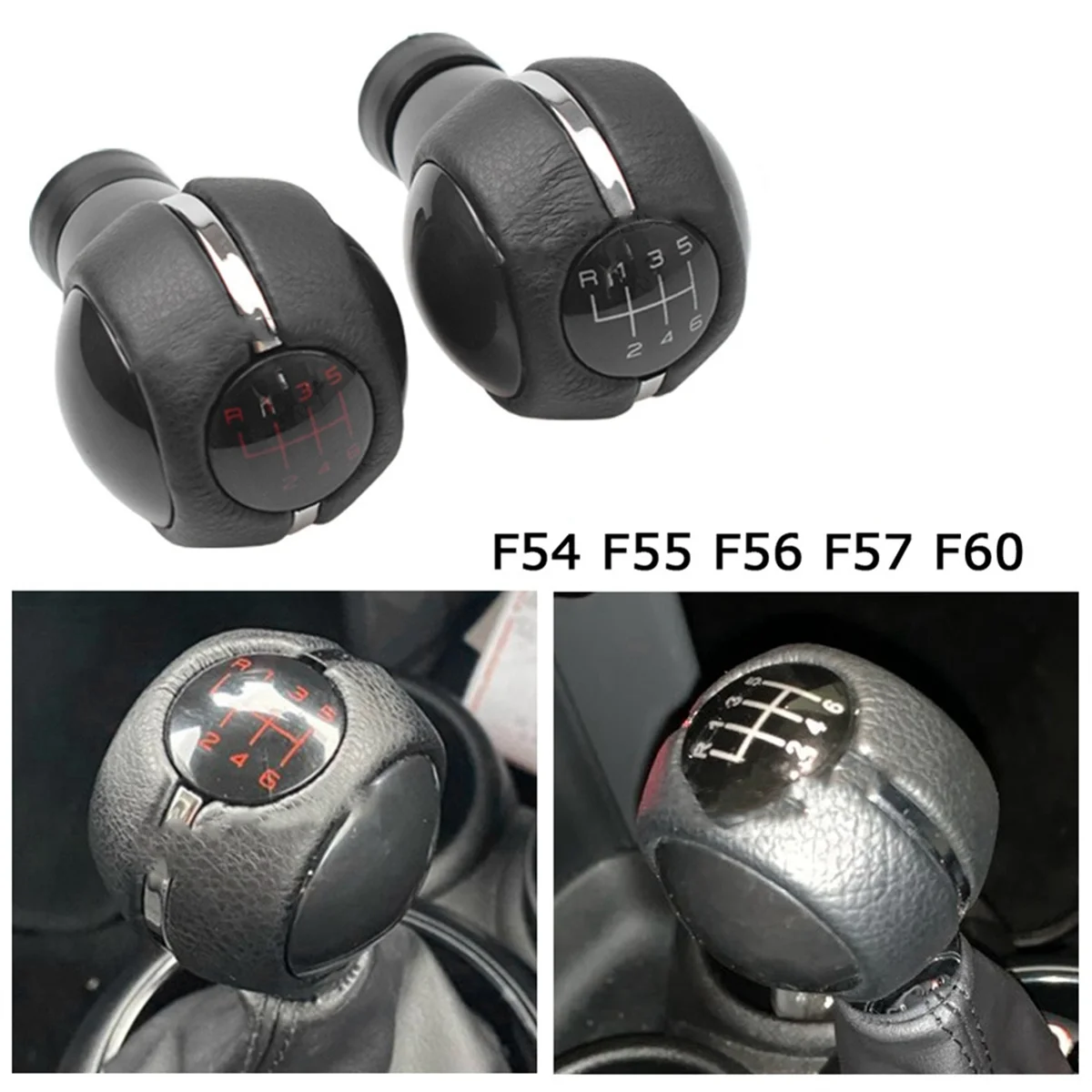 Black+White Gear Shift Knob 6 Speed for Mini Cooper F54 F55 F56 F57 F60