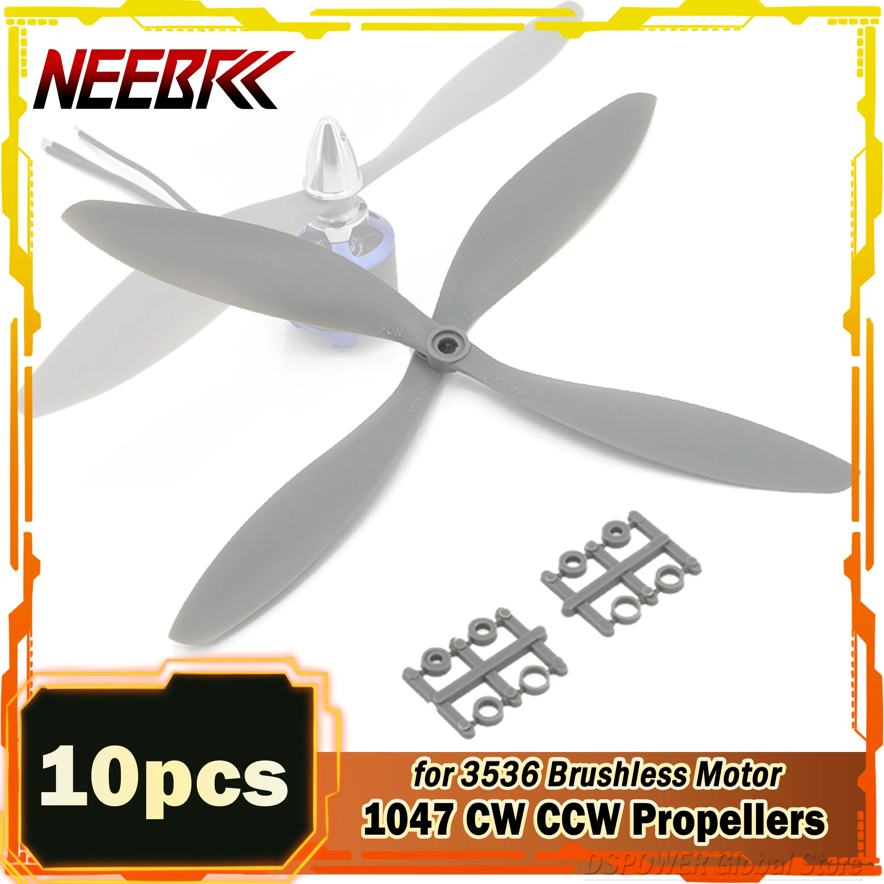 NEEBRC 10PCS 1047 Propellers 10x4.7 Low Noise CW CCW Blade for RC FPV Racing Drone Quadcopter DIY 3536 Outrunner Brushless Motor