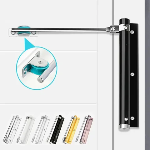 Families' Silent Door Closer Pulley with Spring Stainless Steel Automatic Closing Door Hardware and Allen Wrench Screws