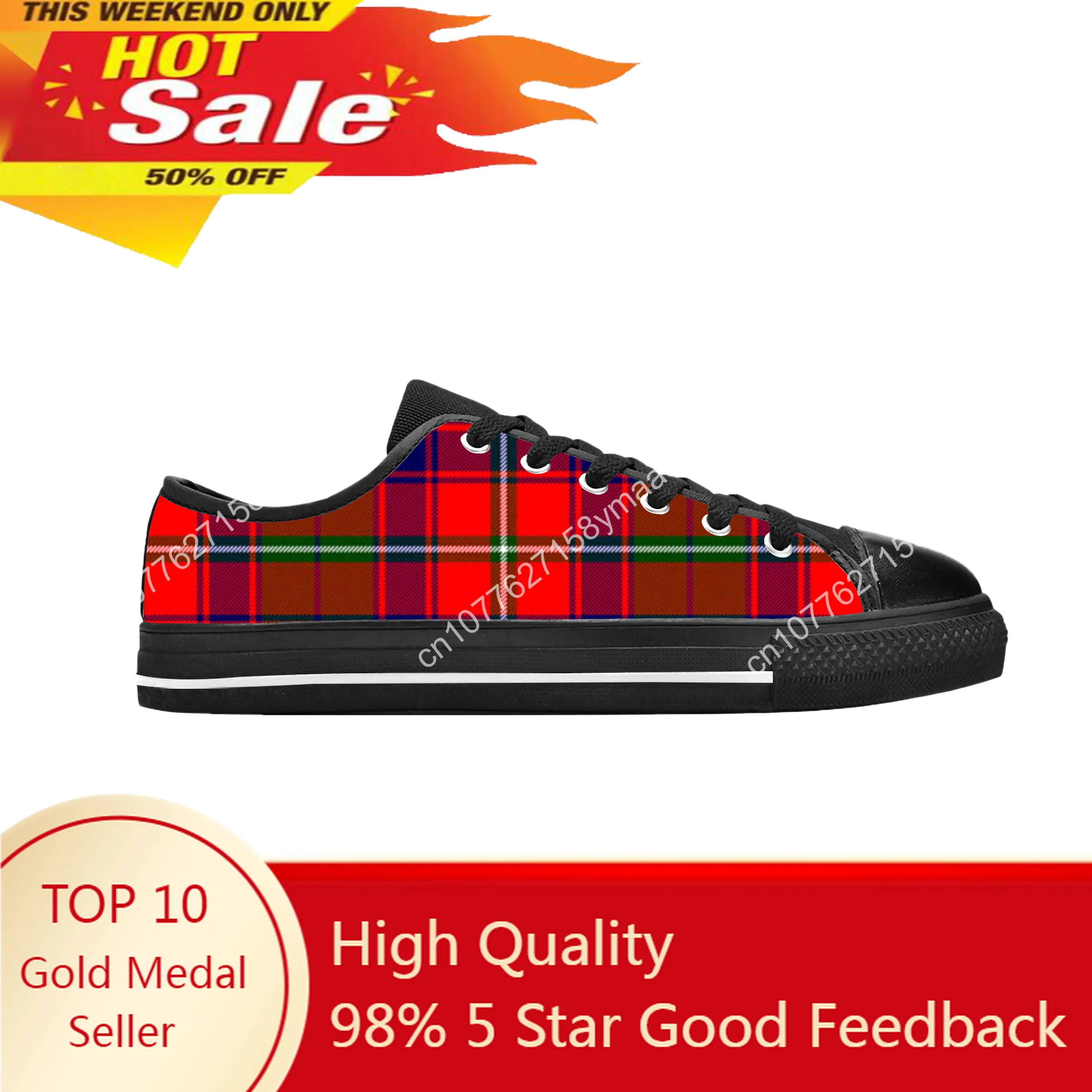 

MacCulloch Scottish Stewart Clan Tartan Plaid Cool Casual Cloth Shoes Low Top Comfortable Breathable 3D Print Men Women Sneakers