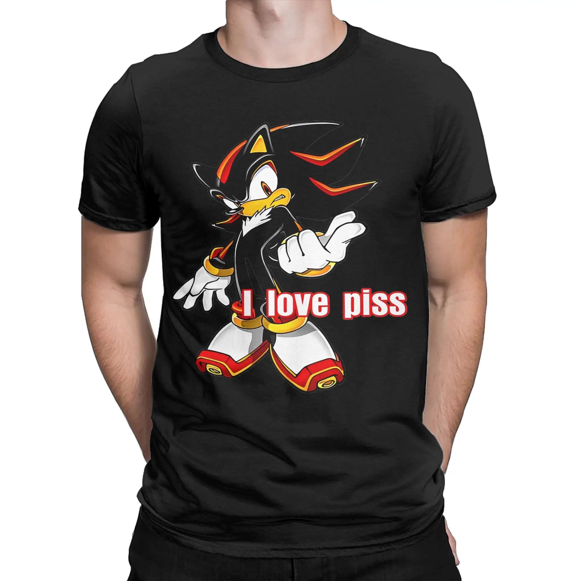 Print The Hedgehog Shadow T Shirt Men's Cotton Short Sleeve I Love Piss Crewneck Summer TopsTops