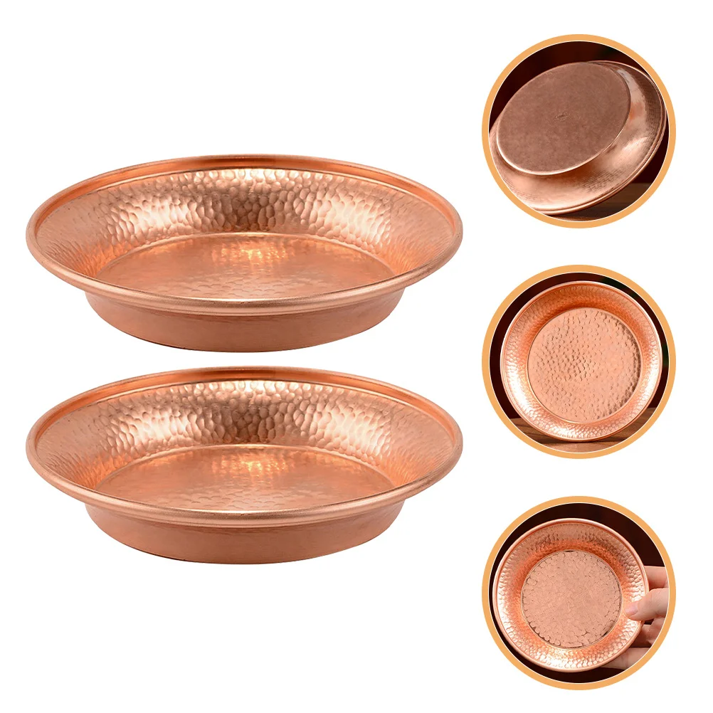 

2Pcs Tibetan Copper Offering Plate Mandala Design Holy Water Bowl Buddhist Altar Ritual Meditation Supplies Home Decor