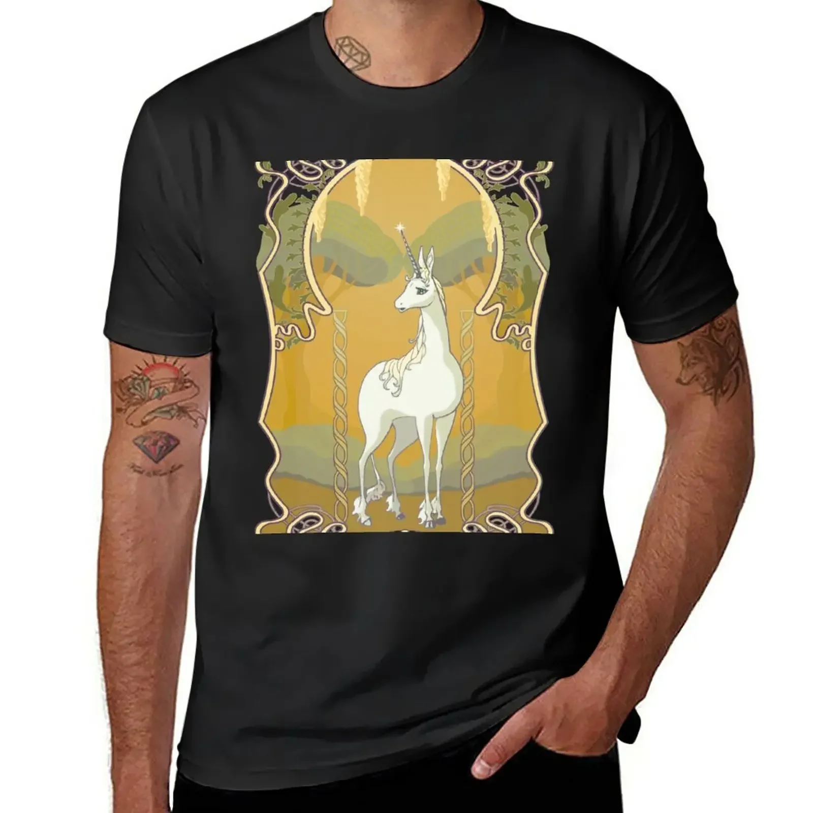 The Last Unicorn Art Nouveau T-Shirt oversized t shirt sweat blacks for a boy mens fashion