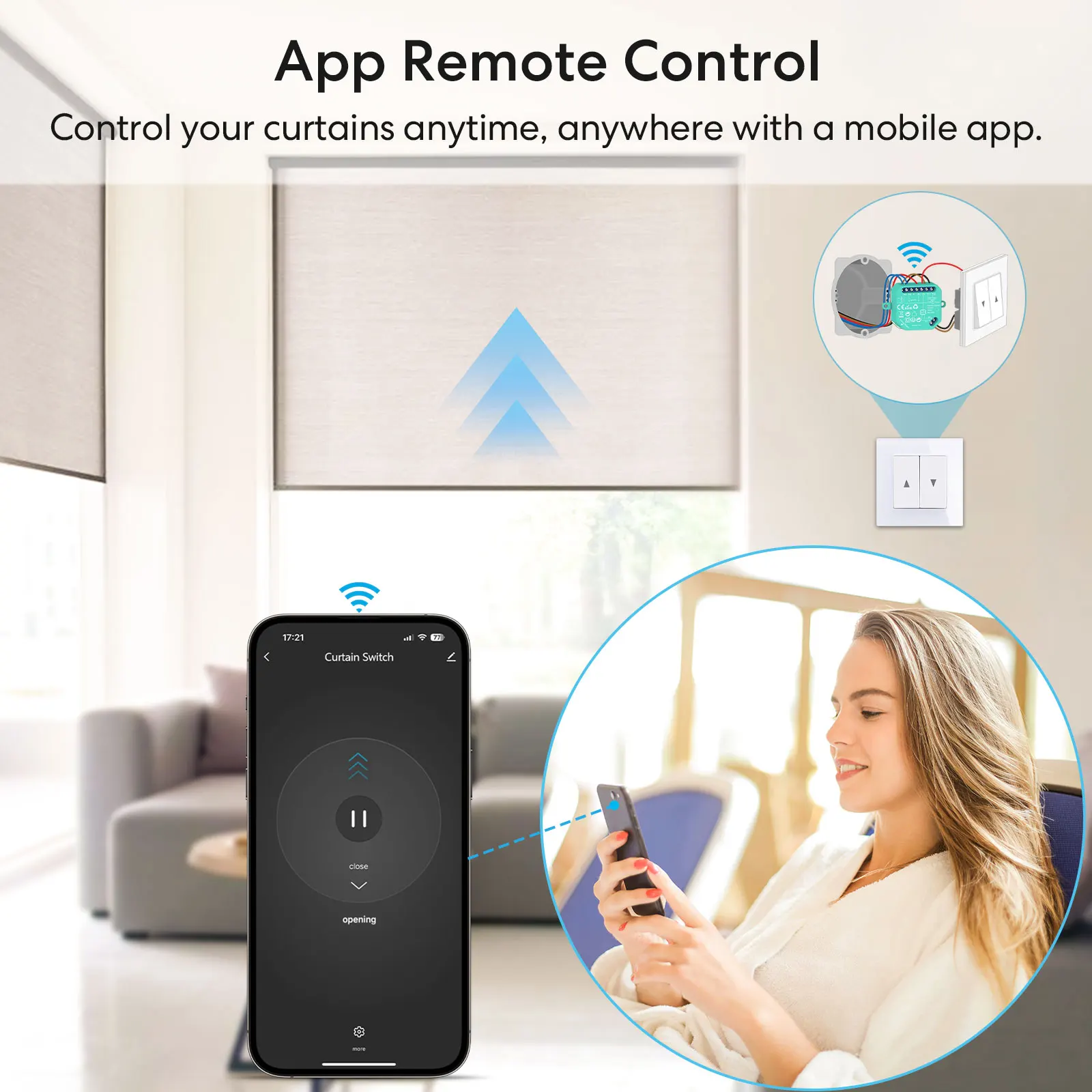 LoraTap Smart Curtains Blinds Relay Switch Module for Roller Shutter Works with Alexa Google Assistant App Control