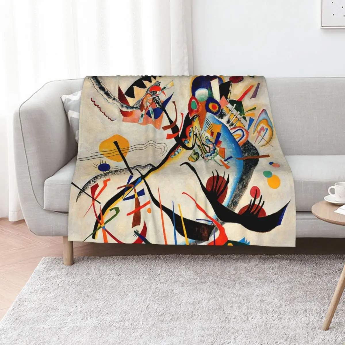 Kandinsky - Blue Segment, popular Kandinsky painting Throw Blanket Furrys Luxury Thicken Flannel Fabric Stuffeds Blankets