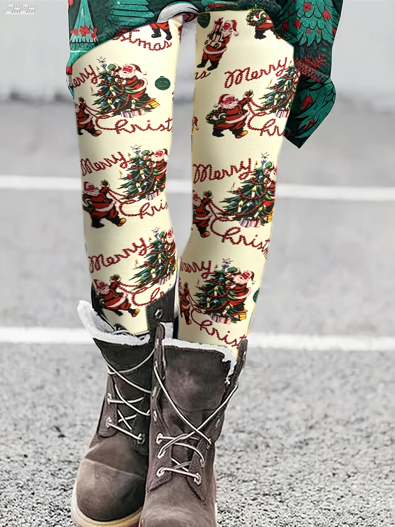 

Рождественские женские леггинсы, уютные леггинсы для отпуска, винтажные модные рождественские графические флисовые теплые леггинсы с рождественским принтом