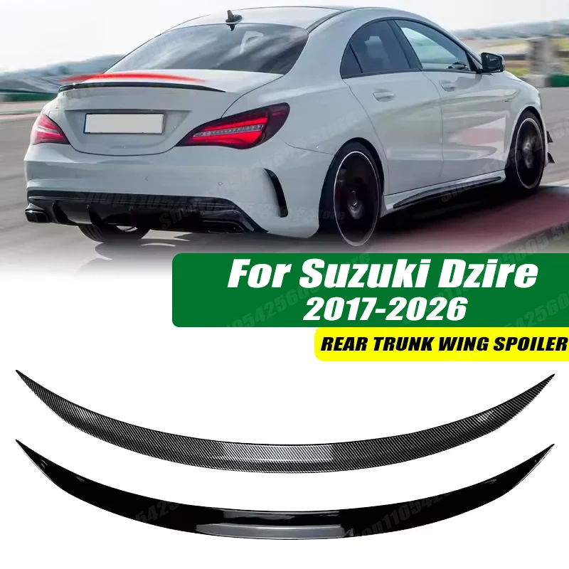 120cm 5D Carbon Look Rear Boot Trunk Spoiler Lip Stick-On Decorative Rear Wing For Suzuki Dzire 2017-2026 Model