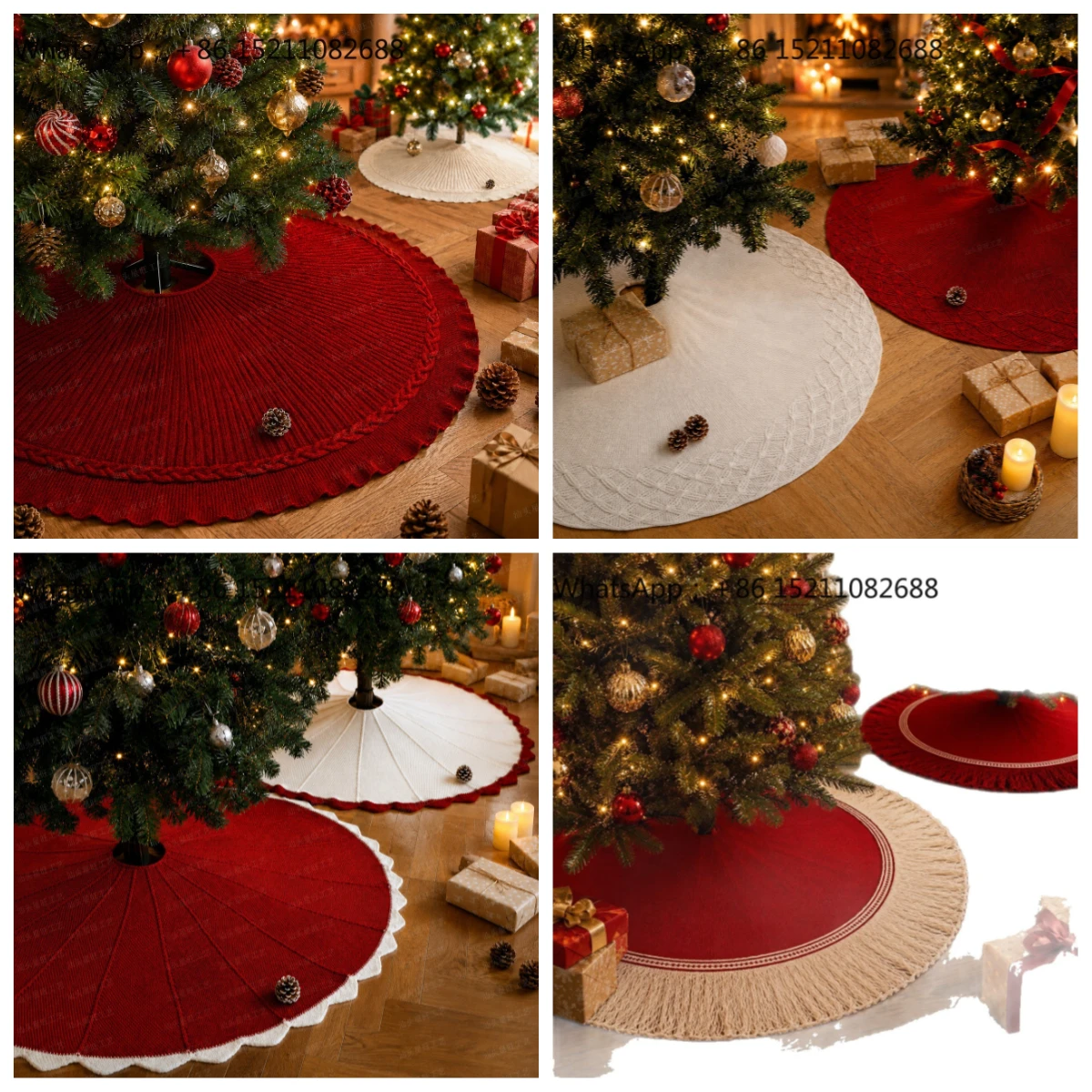 SCY multi-style knitted Christmas tree skirt Christmas tree bottom carpet Home party Christmas tree base mat