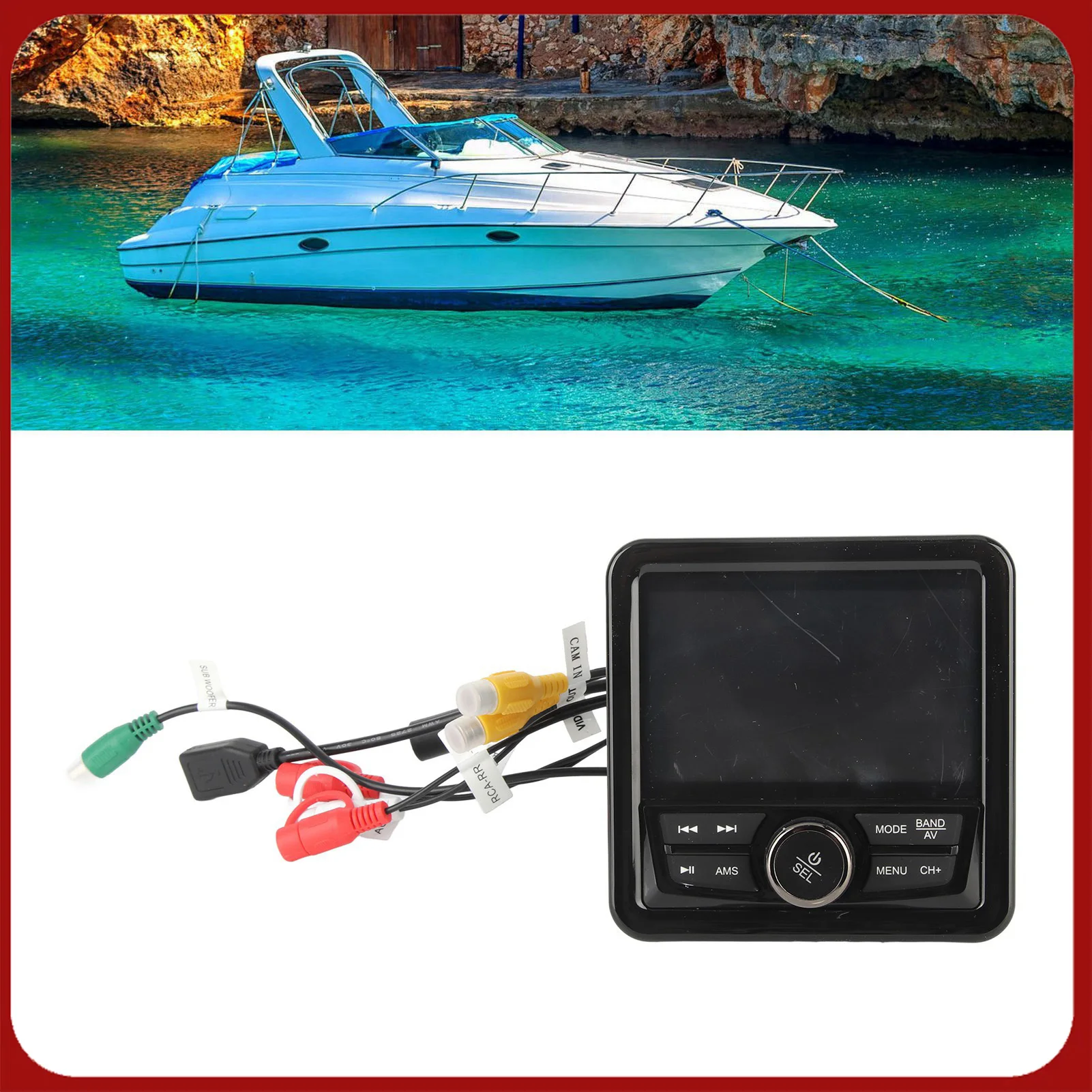 

Marine Radio Stereo Waterproof AUX Input SUB Output Anti Interference Bluetooth Media Receiver for Yachts Vehicles Trucks