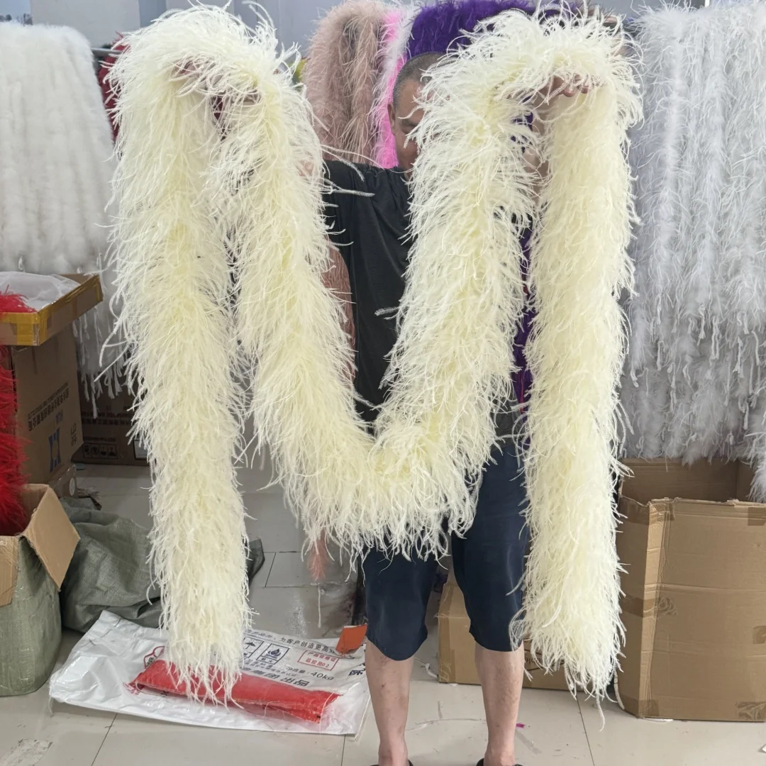6Ply Colorful Ostrich Feather Boa 0.5-3M Fluffy Ostrich Feathers Trim Shawl for Wedding Party Clothing Sewing Decoration Crafts
