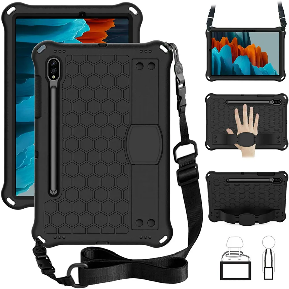 EVA Kinder-Schutzhülle für Samsung Galaxy Tab S10 Lite 10.9", S9 FE 11", S7, S8 11" Tablet, stoßfeste Schaumstoffhülle mit Schulter- und Handgurt und Standfunktion