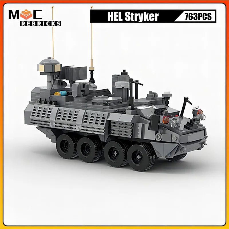 

High-tech Weapon HEL Stryker Military Truck High Energy Laser Armored Vehicle MOC Building Blocks Model Kid's Bricks Toys Gifts