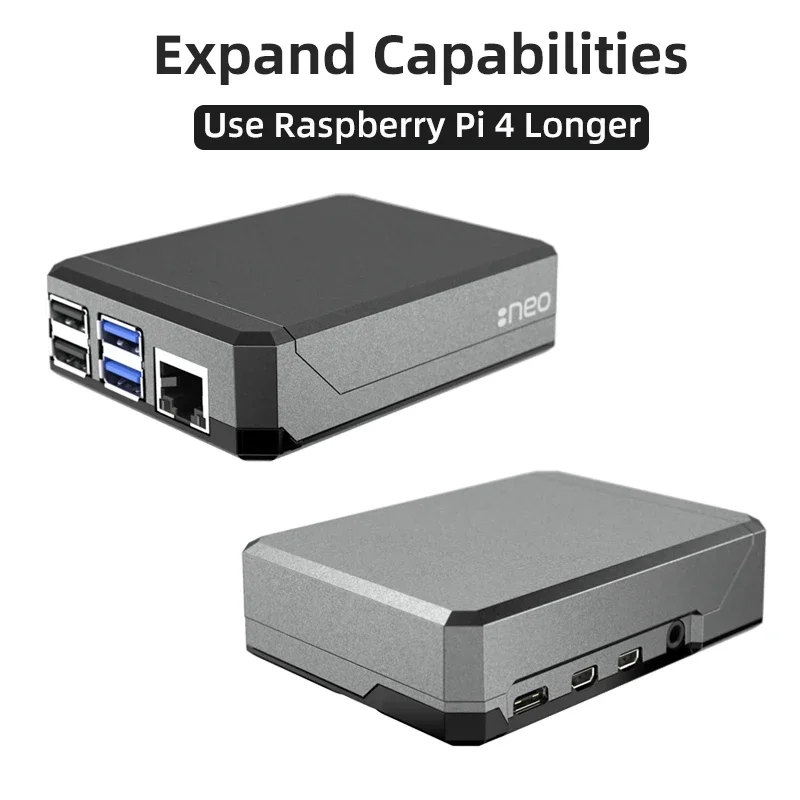 Argônio Neo Raspberry Pi 4 Case Shell de metal de alumínio Tampa magnética deslizante Dissipador de calor de resfriamento passivo Ventilador opcional para Pi 4 B