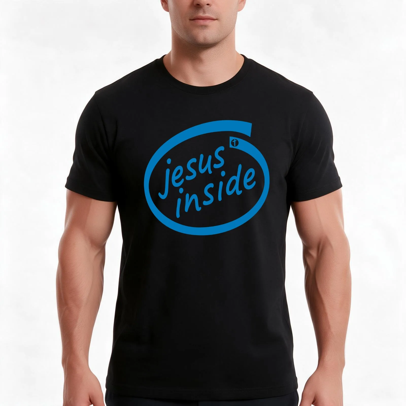 jesus inside - nerd - christian - believe God Jesus4m3 T-Shirt, Summer Casual Cotton Tee, Oversized Streetwear Tops, 100% Cotton