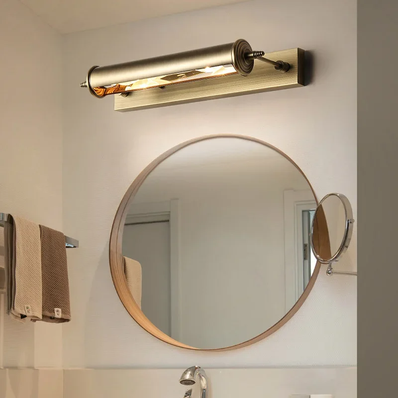 

Retro Mirror Front Lamp Bathroom Wall Painting Makeup Room Study Wash Basin Bronze E14 Lamp Head Light Fixture