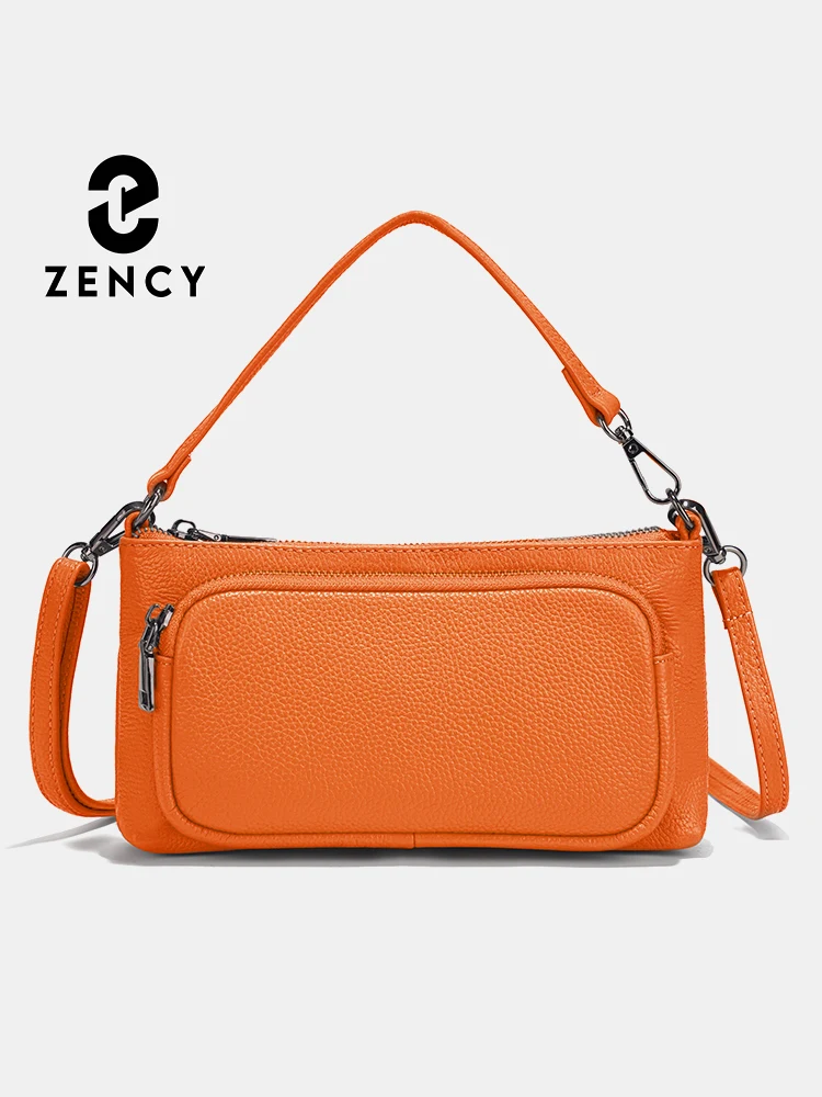 

Zency Women's Minimalistic Shoulder Bag Crossbody Multi-pockets Leather Handbag Genuine Cowhide Satchels 2025 Designer Purses