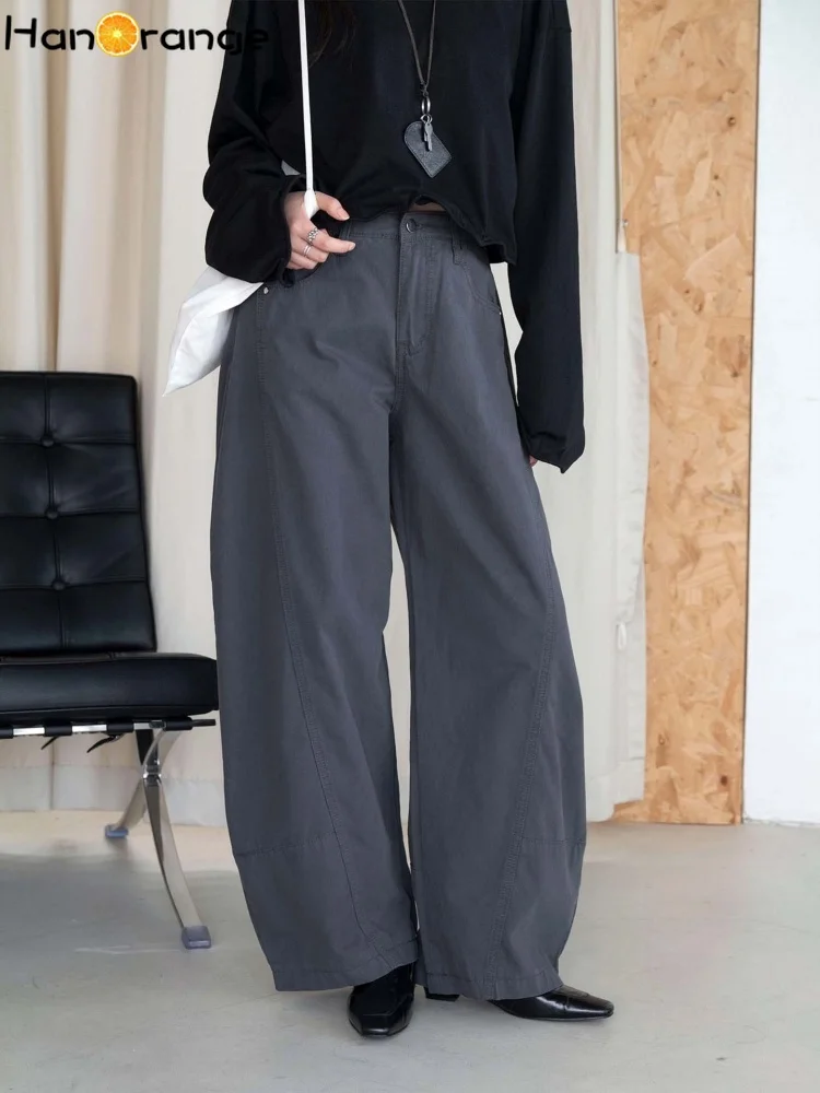 3D Cutting Woman Jeans with Curved Stitching Autumn Business Casual Loose Cotton Denim Banana Pants