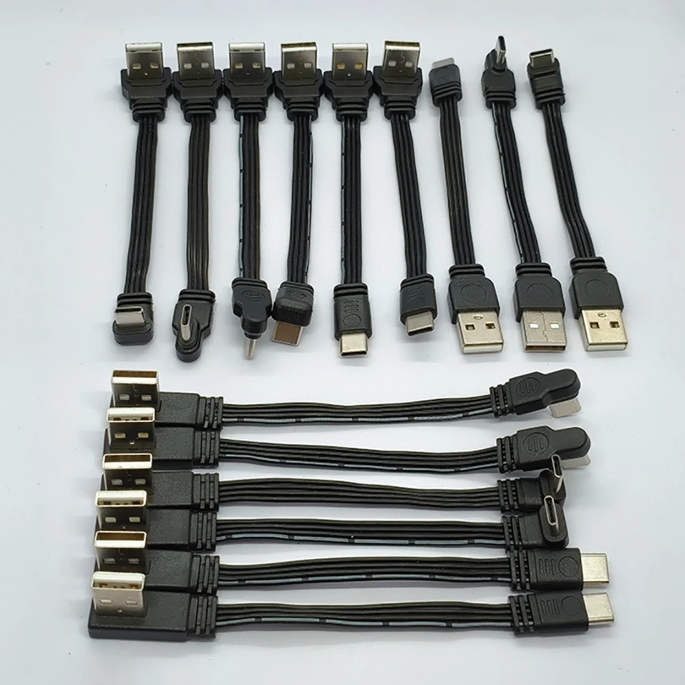 1 Stück 10CM-100CM Flaches Flexibles Gerades & Nach Oben & Unten & Links & Rechts Angewinkeltes 90-Grad-USB-Stecker auf Typ-C-Stecker Lade- und Datenkabel – Detail 4
