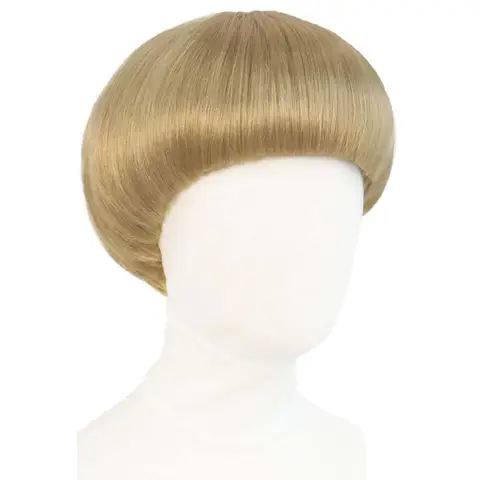 Synthetic Short Blonde Mushroom Wig for Men 60's Bowl Cut Wigs for Anime Movie Costume Halloween Cosplay Party,Multi-colored Wig
