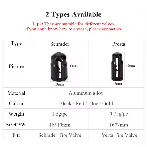 2pcs GUB Aluminum CNC Bicycle Tire Valve Cap MTB Road Bike Tube Tyre Gas Nozzle Cover for AV FV Schrader Presta Valve Dustproof - Image 3