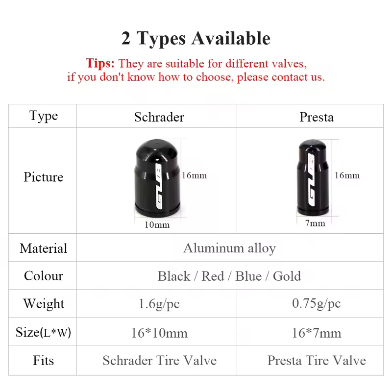 2pcs GUB Aluminum CNC Bicycle Tire Valve Cap MTB Road Bike Tube Tyre Gas Nozzle Cover for AV FV Schrader Presta Valve Dustproof - Image 3