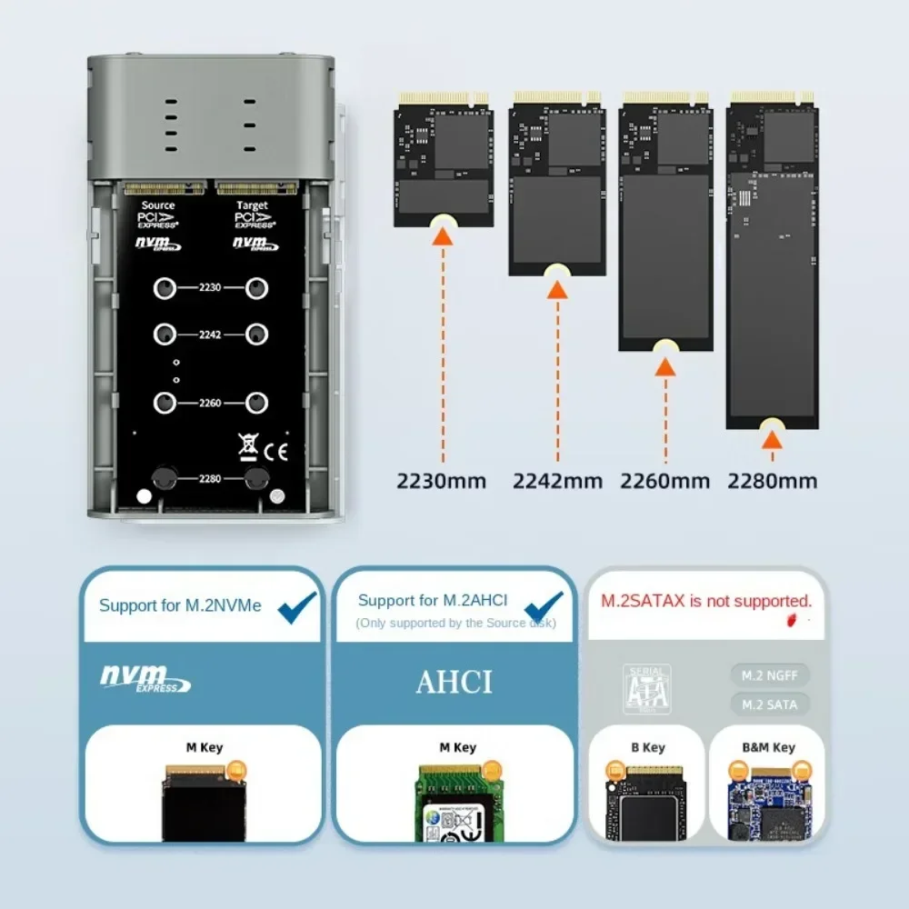 Адаптер корпуса NVMe SSD MAIWO M2 NVMe для мобильного телефона с поддержкой чехла NVMe/AHCI 20 Гбит/с в внешний корпус NVMe PCIe с офисным клоном