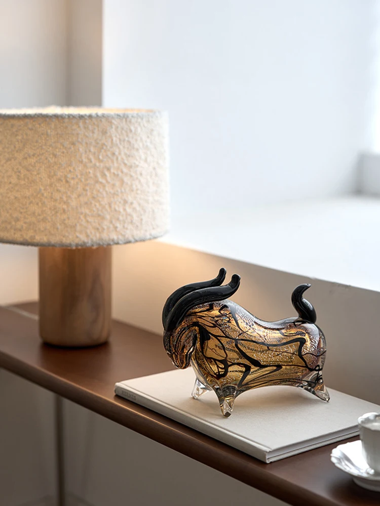 Luxury Colored Glaze Cow Art Statuette Ornament,Home Decor,Living Room Foyer,TV Cabinet,Office Desktop,Figurine Decorations Gift